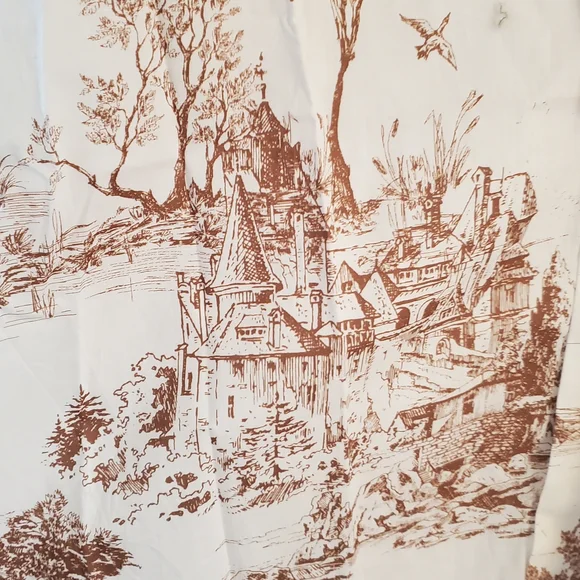 Umgee Cream and Brown Scenic Toile Print Short-Sleeve Button-Up Shirt - Picture 4 of 5